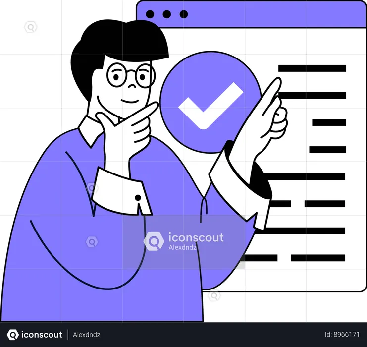 Man checking online business report  Illustration