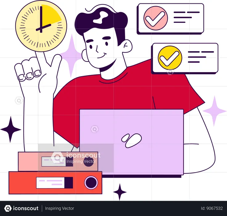 Man checking project hours  Illustration