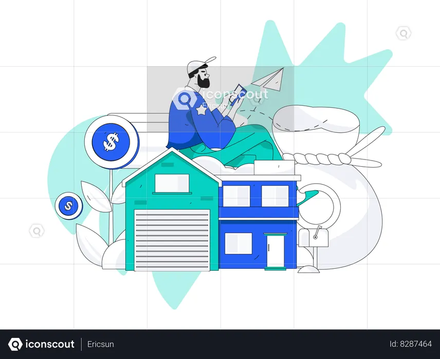 Man checking property rate  Illustration