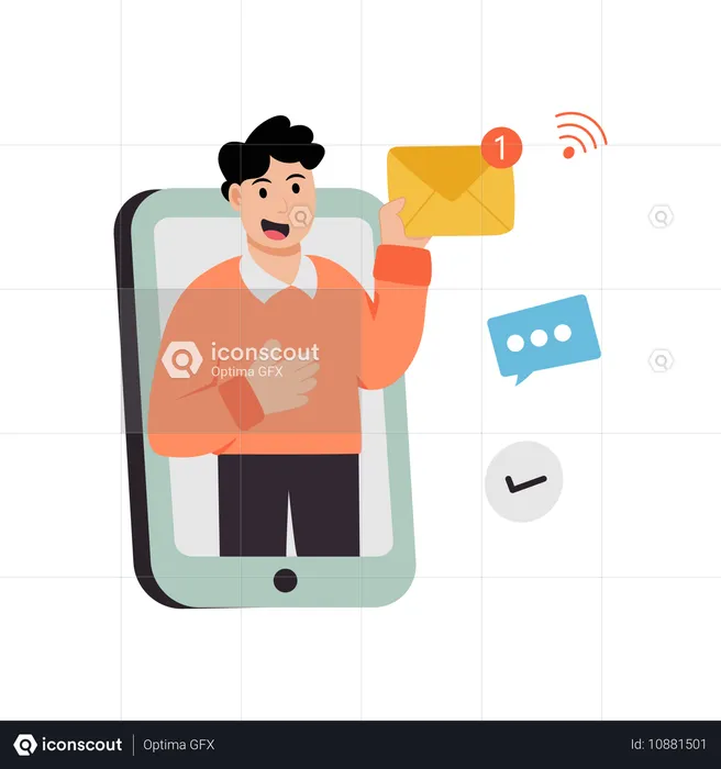 Man checking unread mails  Illustration