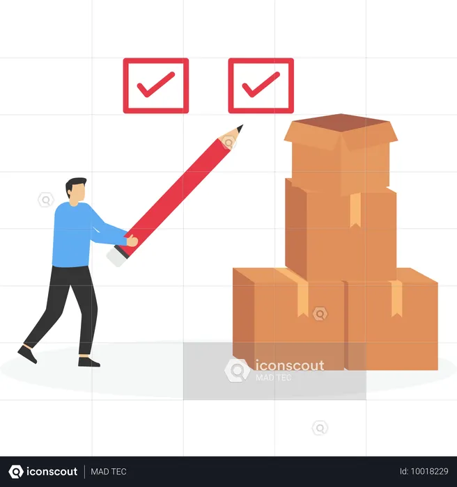 Man checking warehouse inventory  Illustration