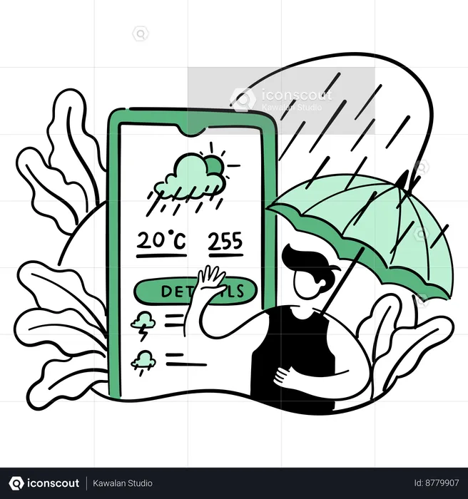 MAn checking weather app  Illustration