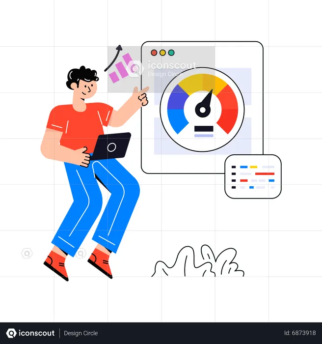 Man checking Web Performance  Illustration