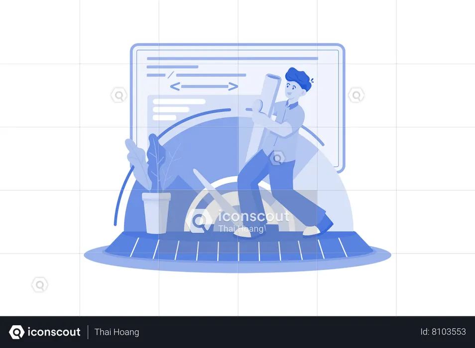 Man checking Web Performance  Illustration