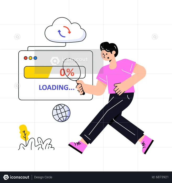 Man checking Website Loading  Illustration