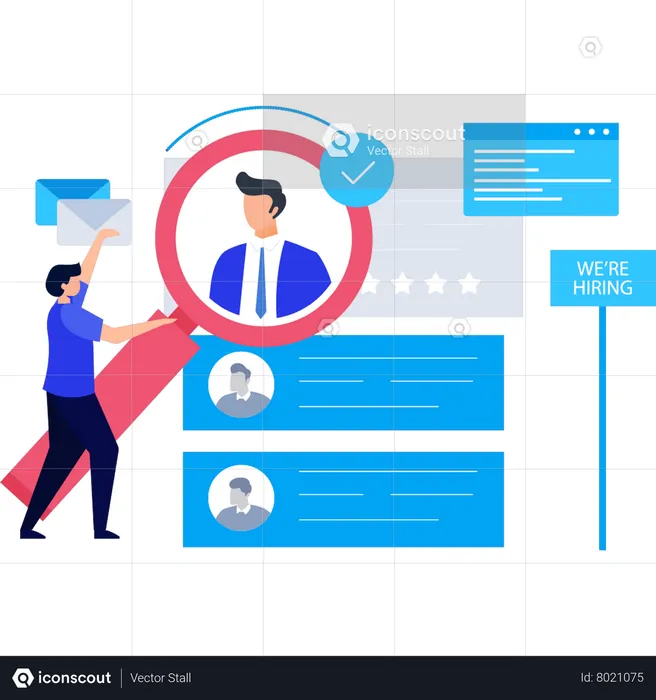 Man chooses user for job  Illustration