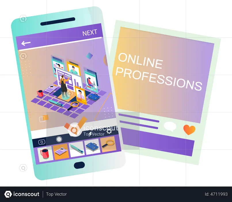 Man chooses vacancy on job search site  Illustration