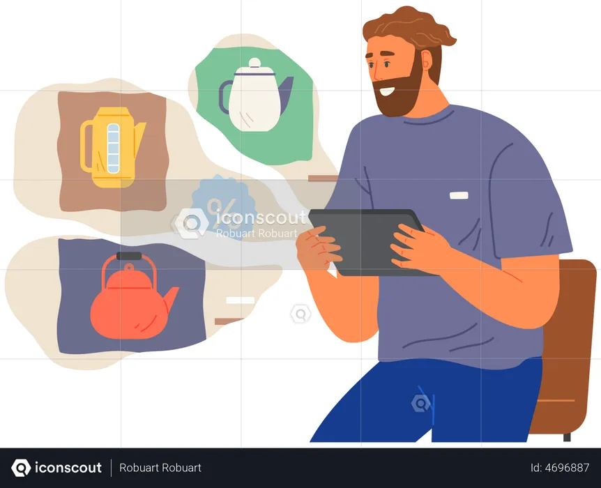 Man choosing household equipment  Illustration