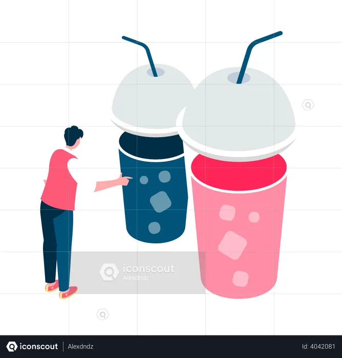 Man choosing juice  Illustration