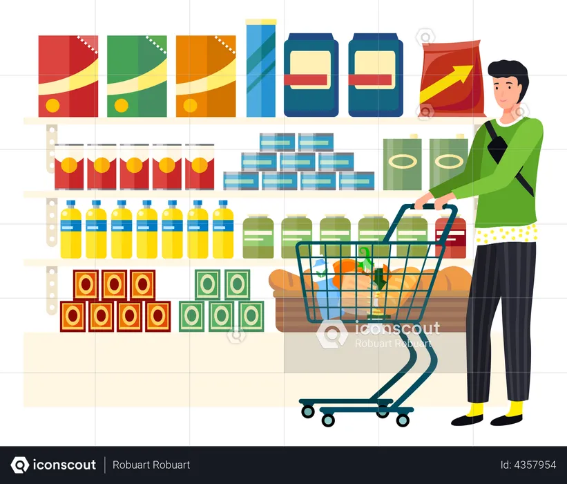 Man choosing product in supermarket  Illustration