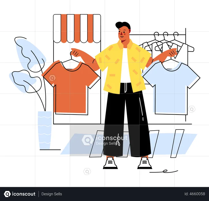Man choosing T-shirt  Illustration