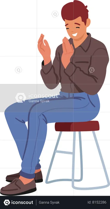Man Clap Hands Sitting on chair  Illustration