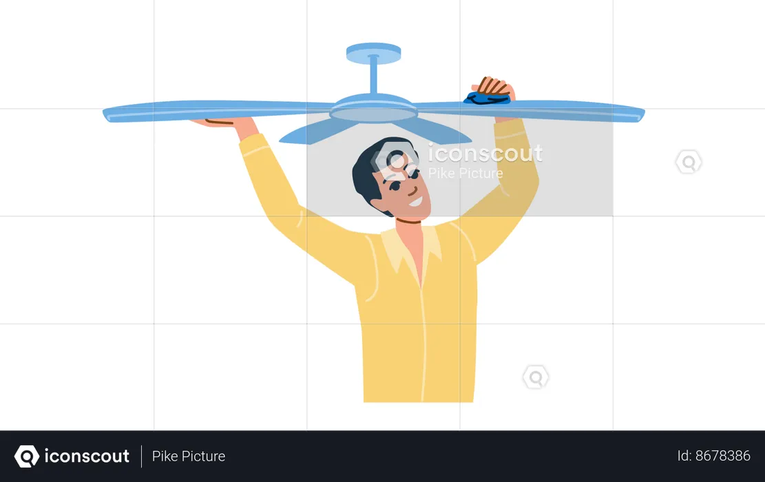 Man clean fan  Illustration