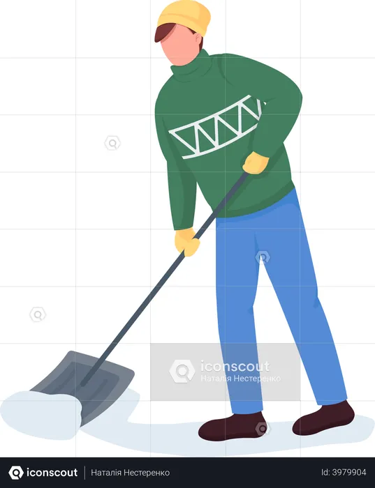 Man clean snow  Illustration