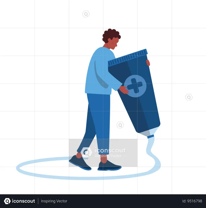 Man cleaning home from virus  Illustration