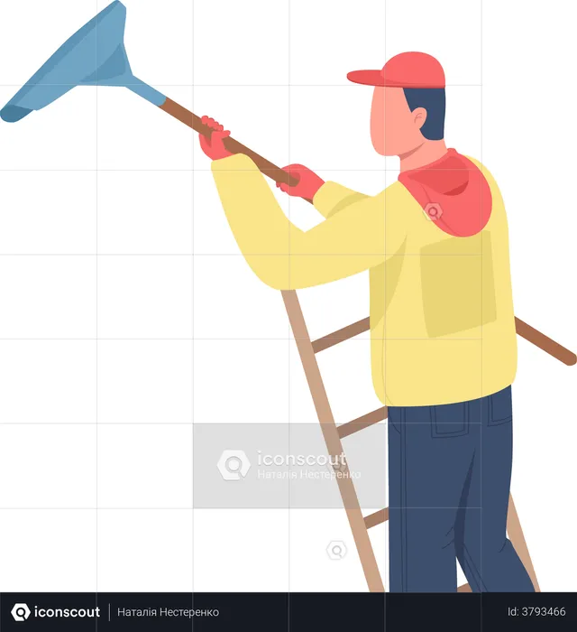 Man cleaning snow  Illustration