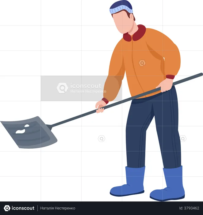 Man clearing snow  Illustration