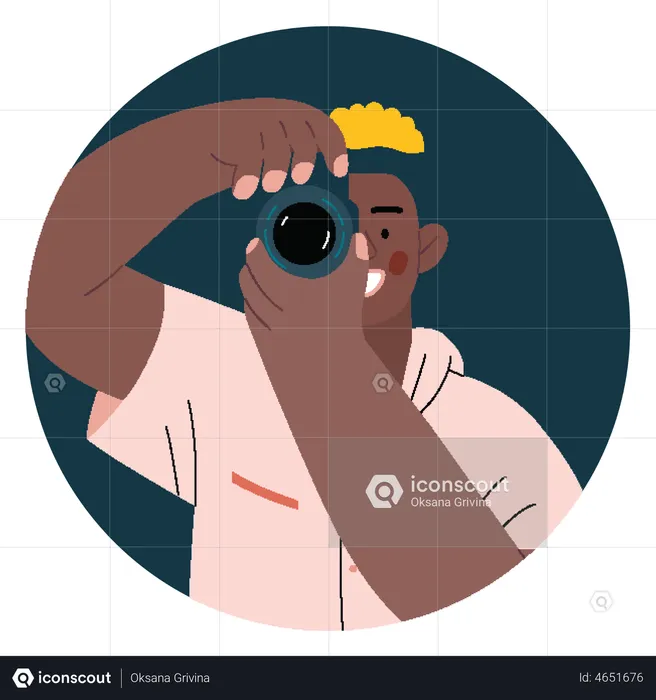 Man clicking photo using camera  Illustration