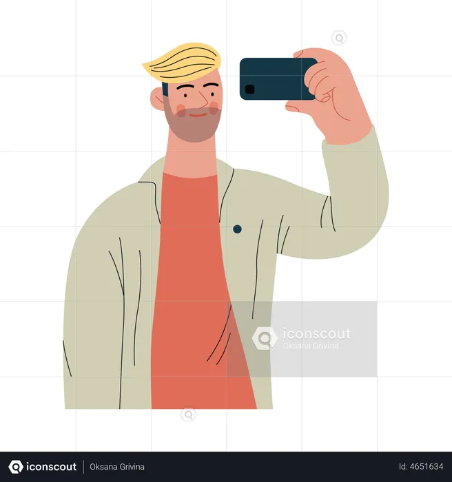 Man clicking selfie  Illustration