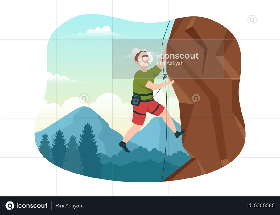 Man climbing cliff  Illustration
