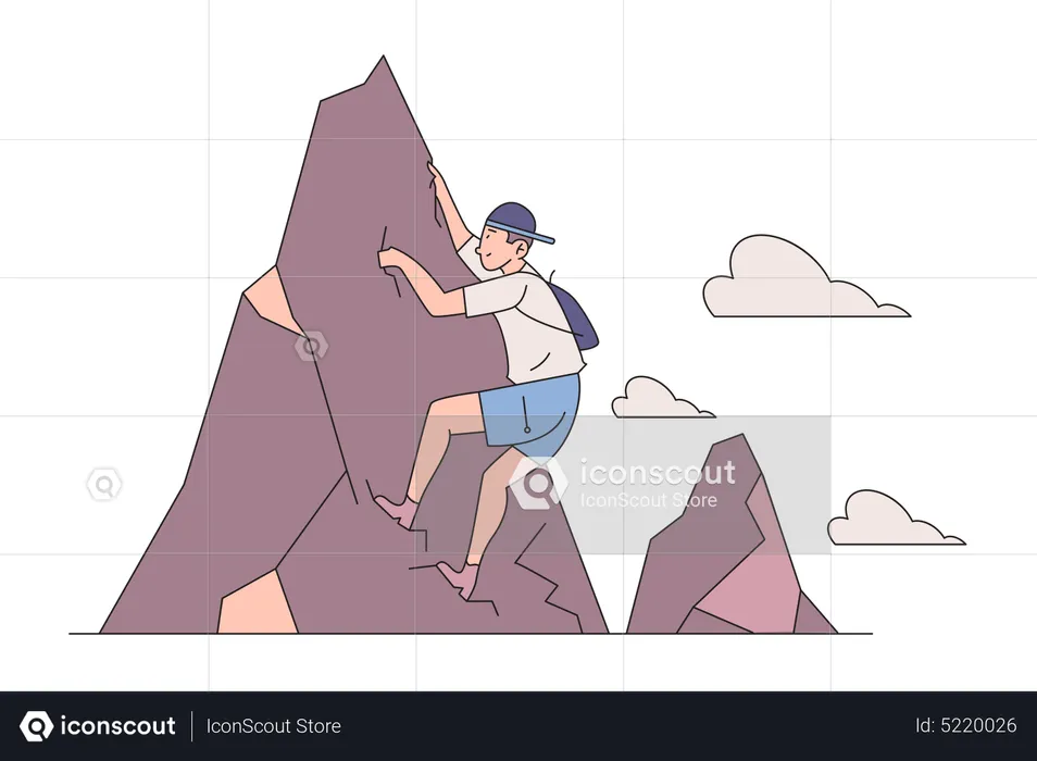 Man Climbing mountain  Illustration