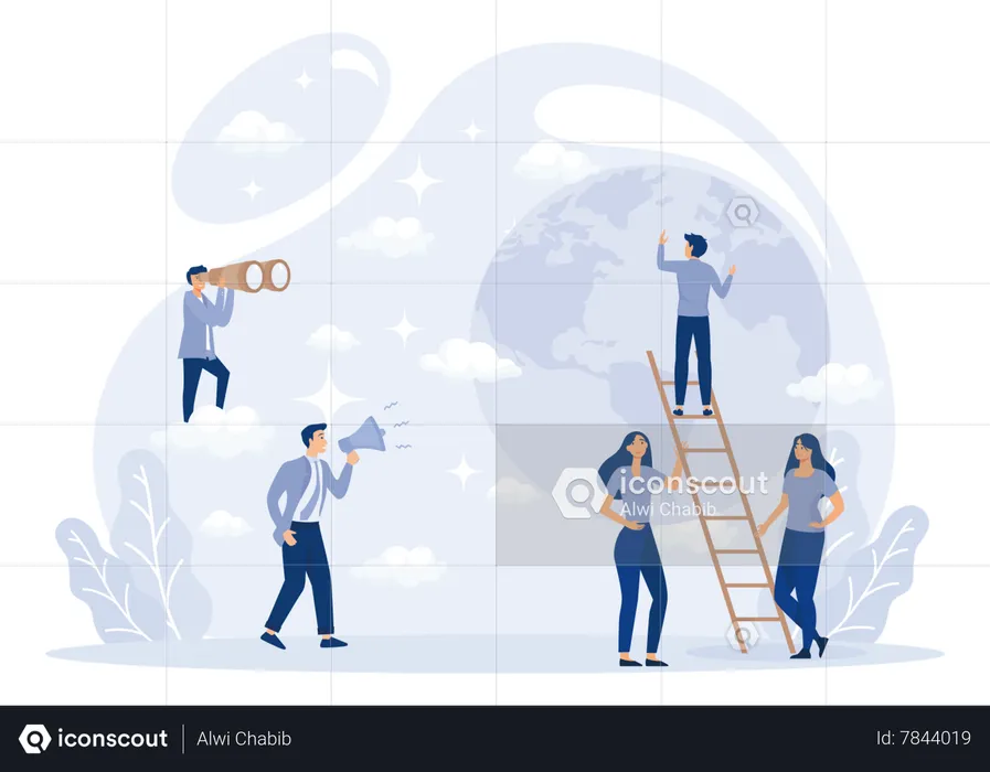 Man Climbing on Ladder  Illustration