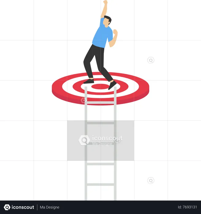 Man climbing stairway for success target  Illustration