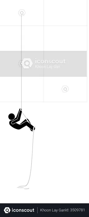 Man climbing up on a rope  Illustration