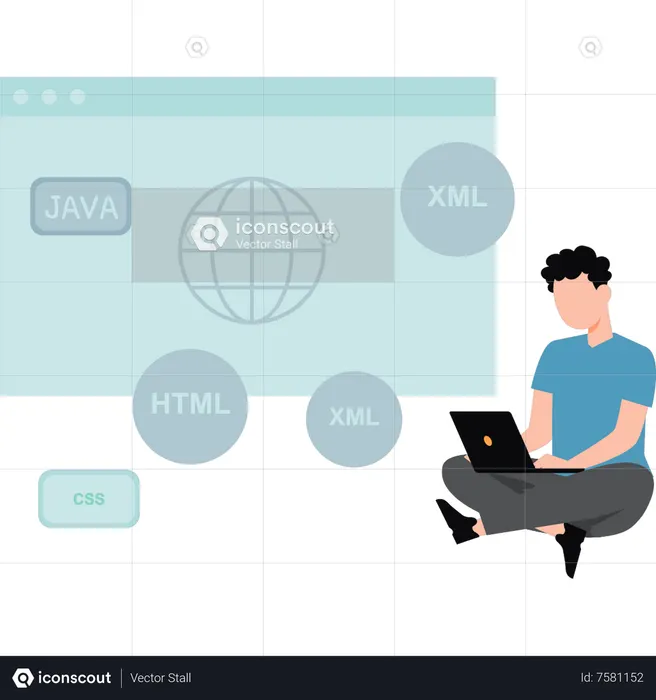 Best Man coding the browser Illustration download in PNG & Vector format