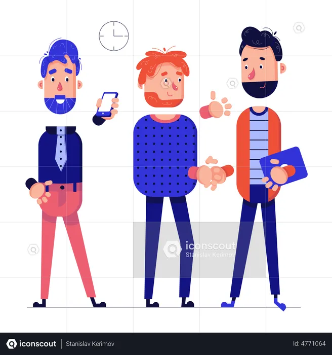 Man colleagues say hello in the office  Illustration