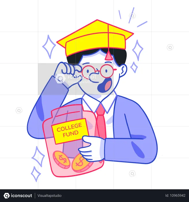 Man collecting College Fund  Illustration