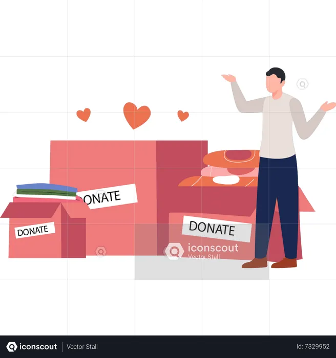 Man collecting donations  Illustration