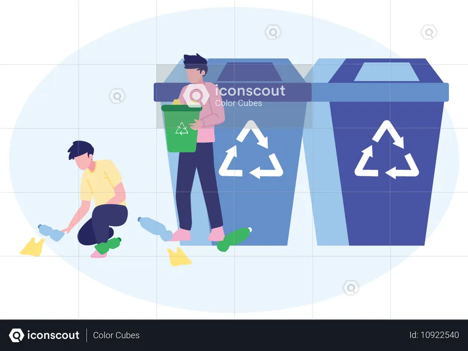 Man Collecting Garbage  Illustration