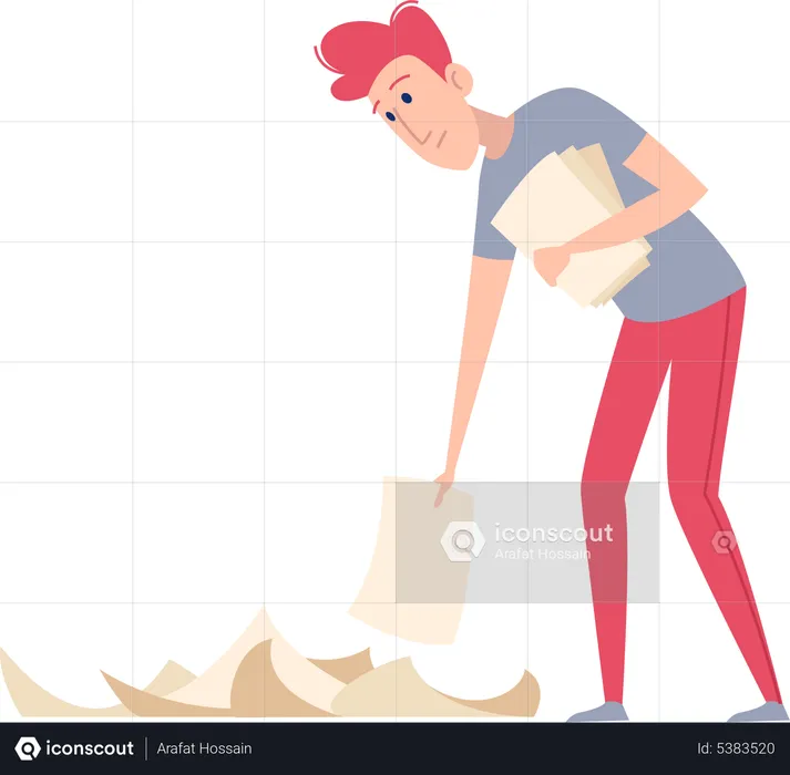 Man collecting papers  Illustration