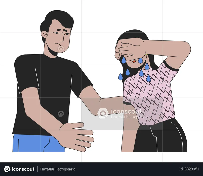 Man Comforting crying woman  Illustration