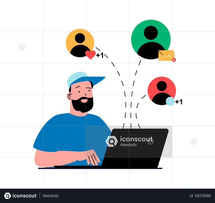 Man communicate online  Illustration