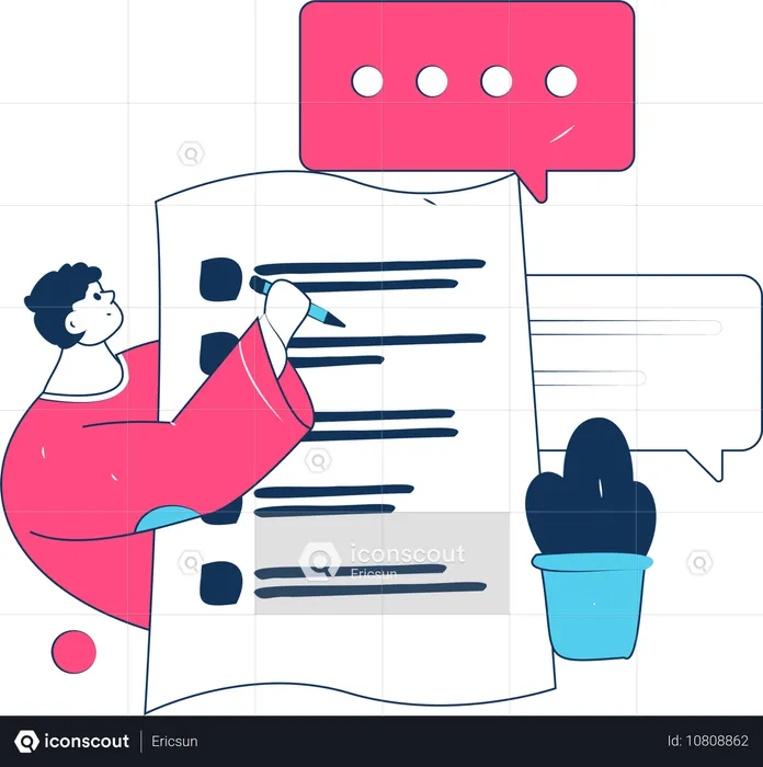 Man completing business task  Illustration