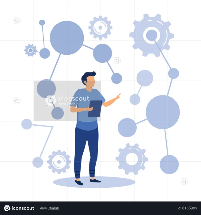Man conduct algorithm test  Illustration