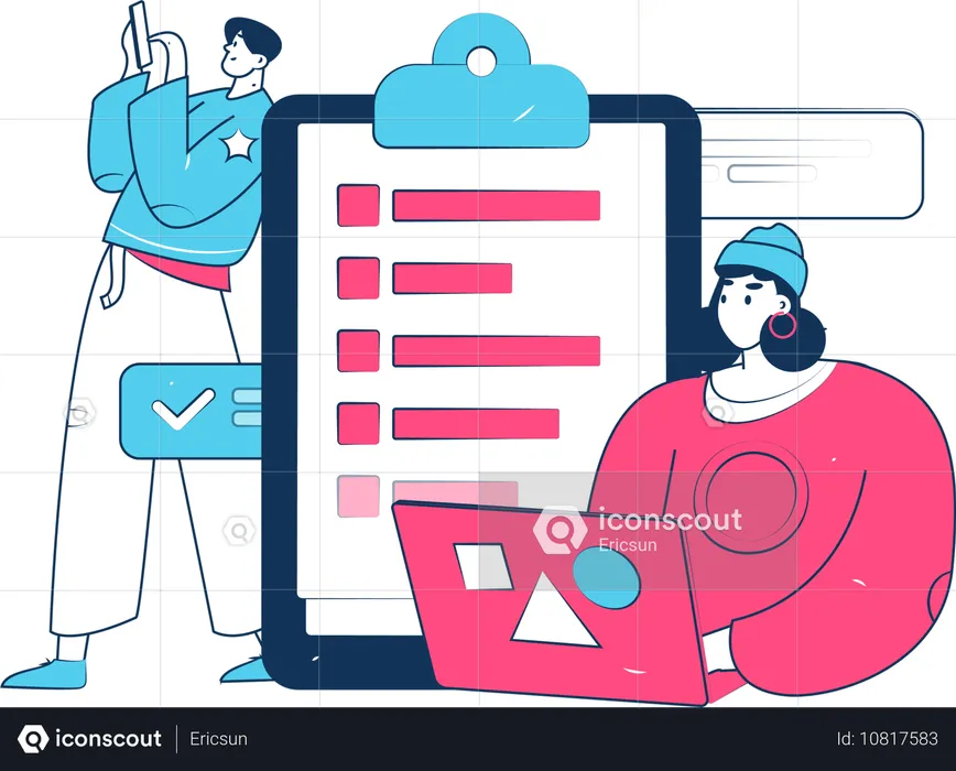 Man conducts online meeting  Illustration