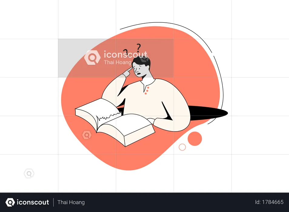 Man confused about missing page  Illustration