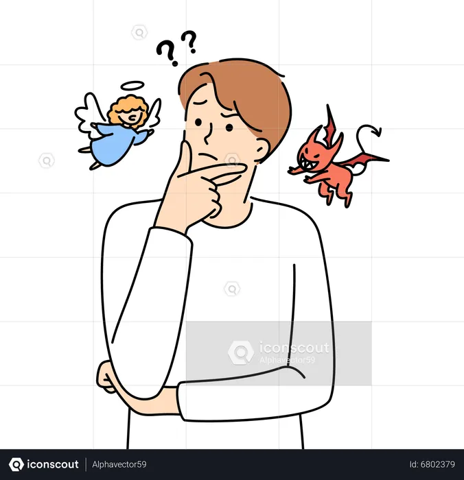 Man confused between thoughts  Illustration