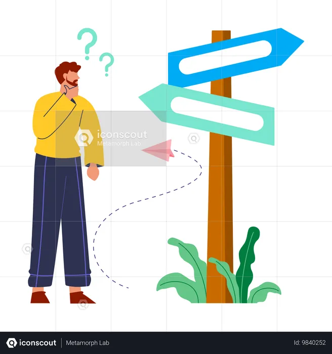 Man Confused Decision-Making  Illustration