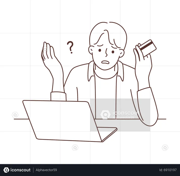 Man confused for card payment  Illustration