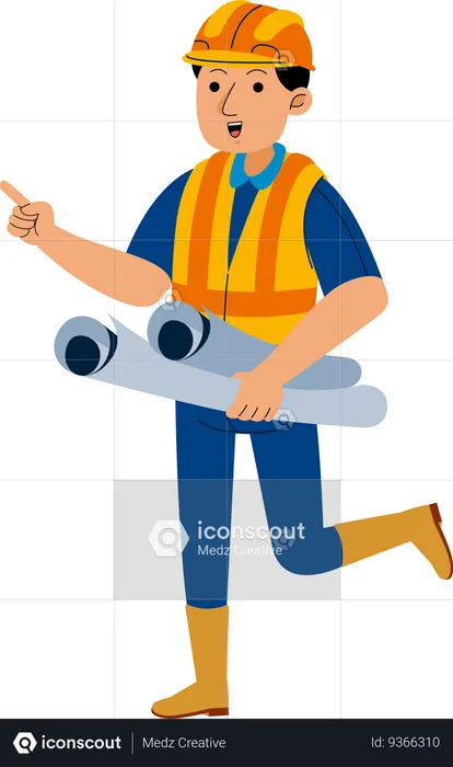 Man Construction Engineer  Illustration