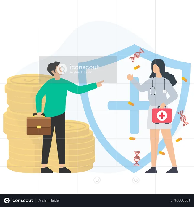 Man consulting medical advisor  Illustration