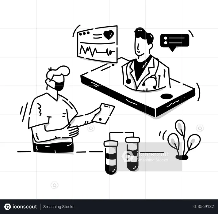 Man consulting online through mobile application  Illustration