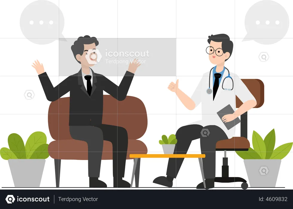 Man consulting with psychiatrist  Illustration