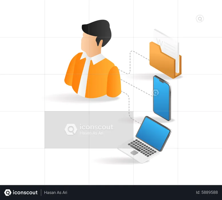 Man controlling devices  Illustration