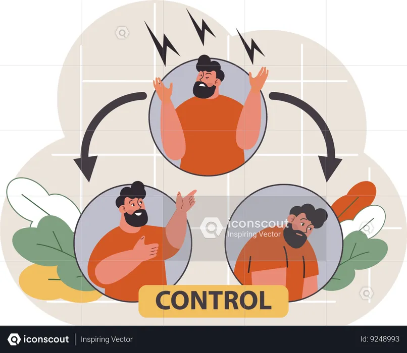 Man controlling his emotion  Illustration