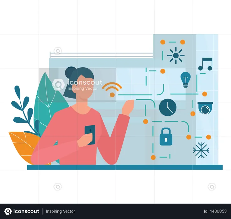 Man controlling smart home  Illustration